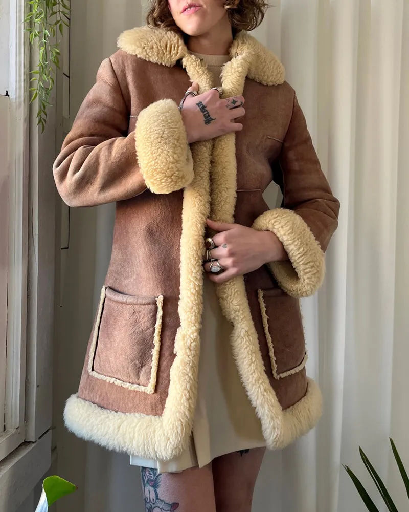 70s Sheepskin Shearling Coat | S-M