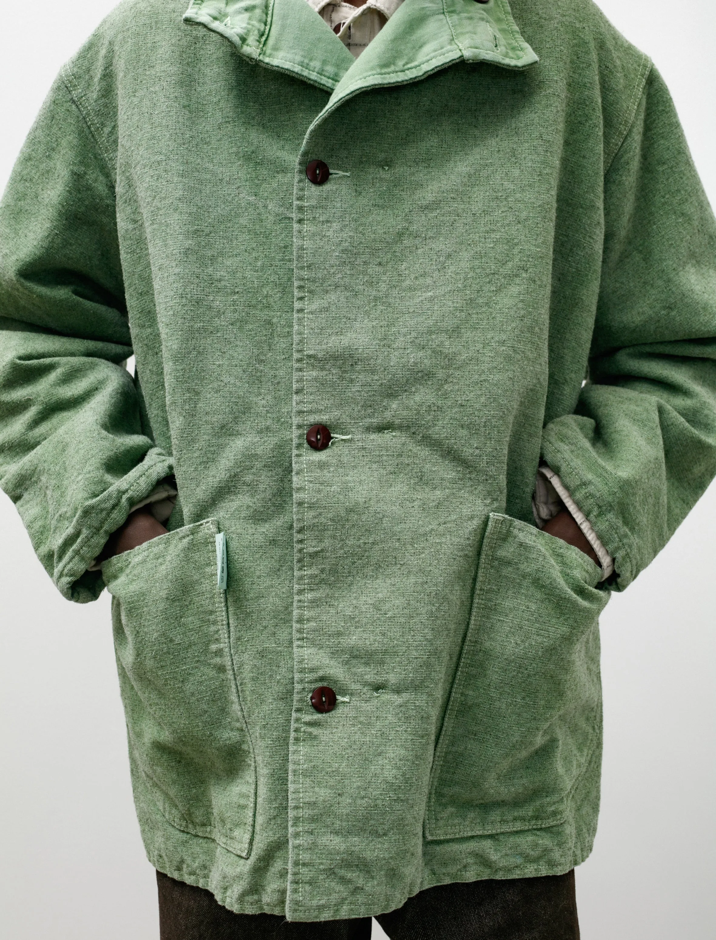 953 Double Breasted Split Back Coat Herdwick Chlorophyll Dyed