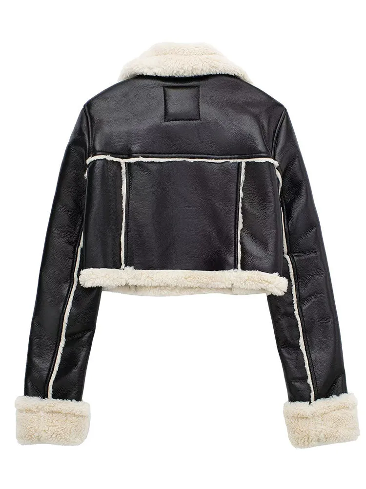 A&A Shearling Detail Cropped Jacket