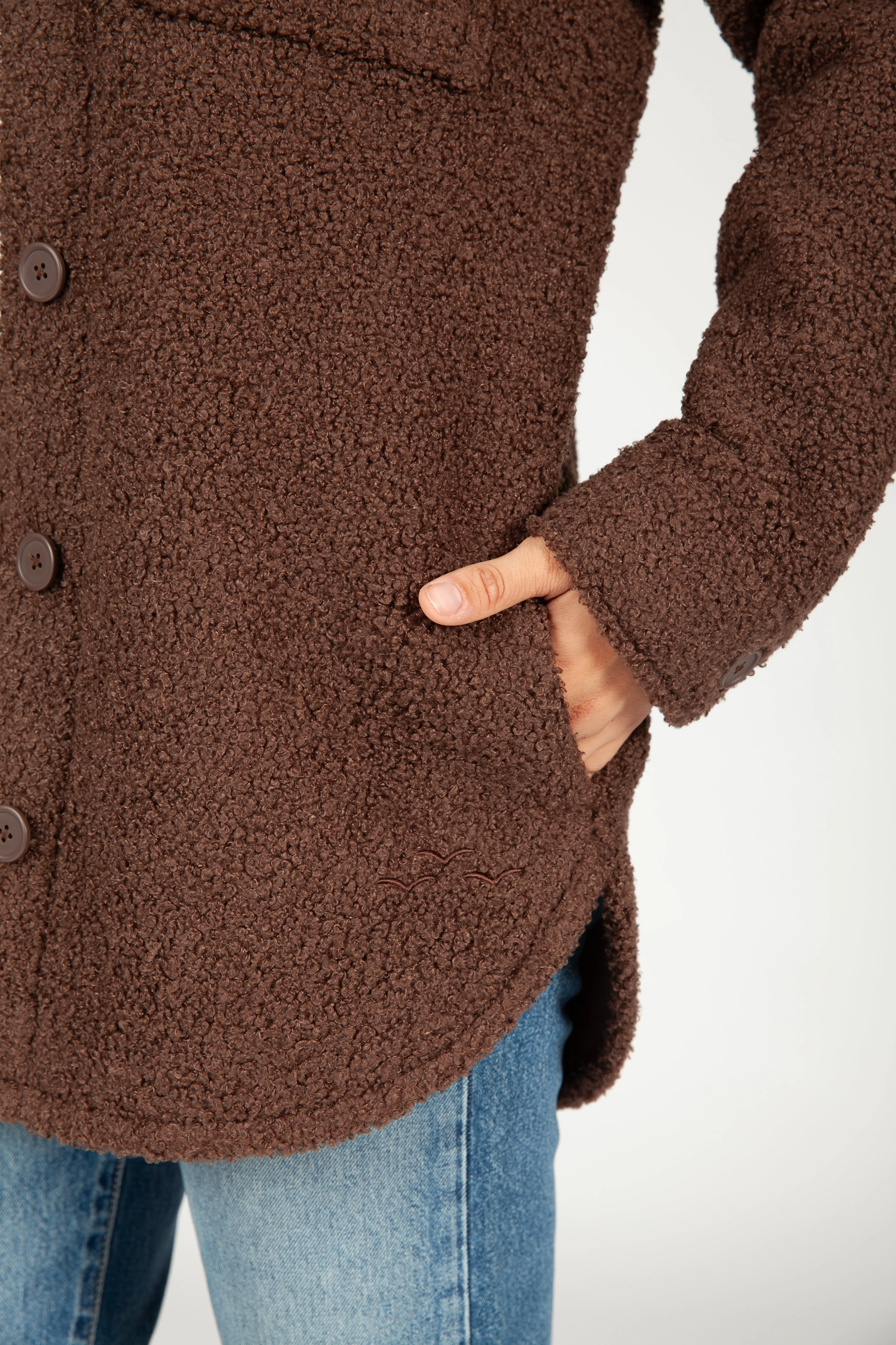 Amber Teddy sherpa shacket in espresso