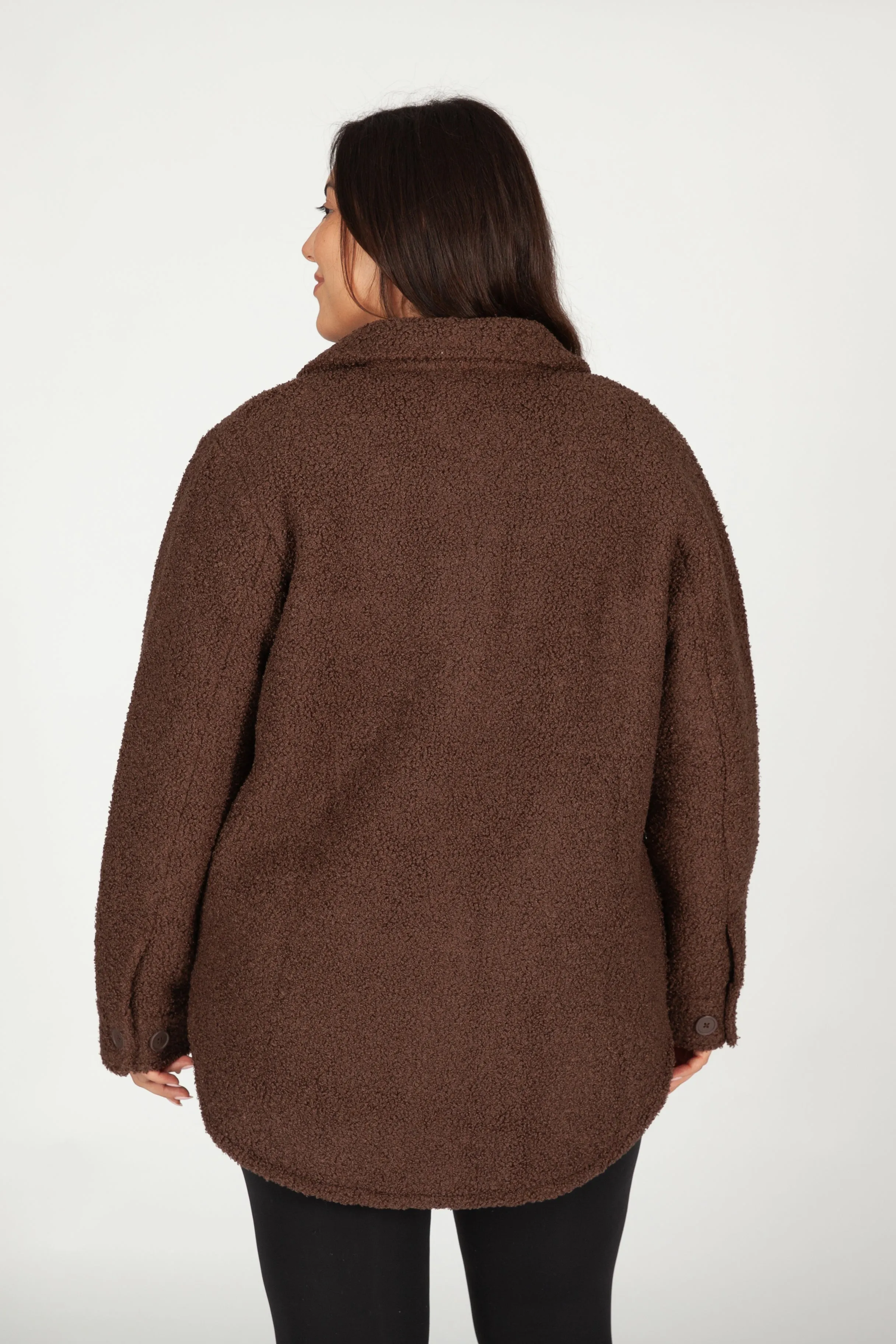 Amber Teddy sherpa shacket in espresso