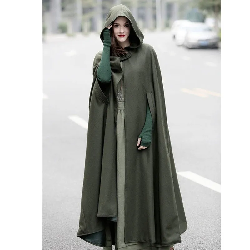 Autumn And Winter Women's 5-color Lengthened Cloak Ultra-long Shawl Coat Plus Size Coat