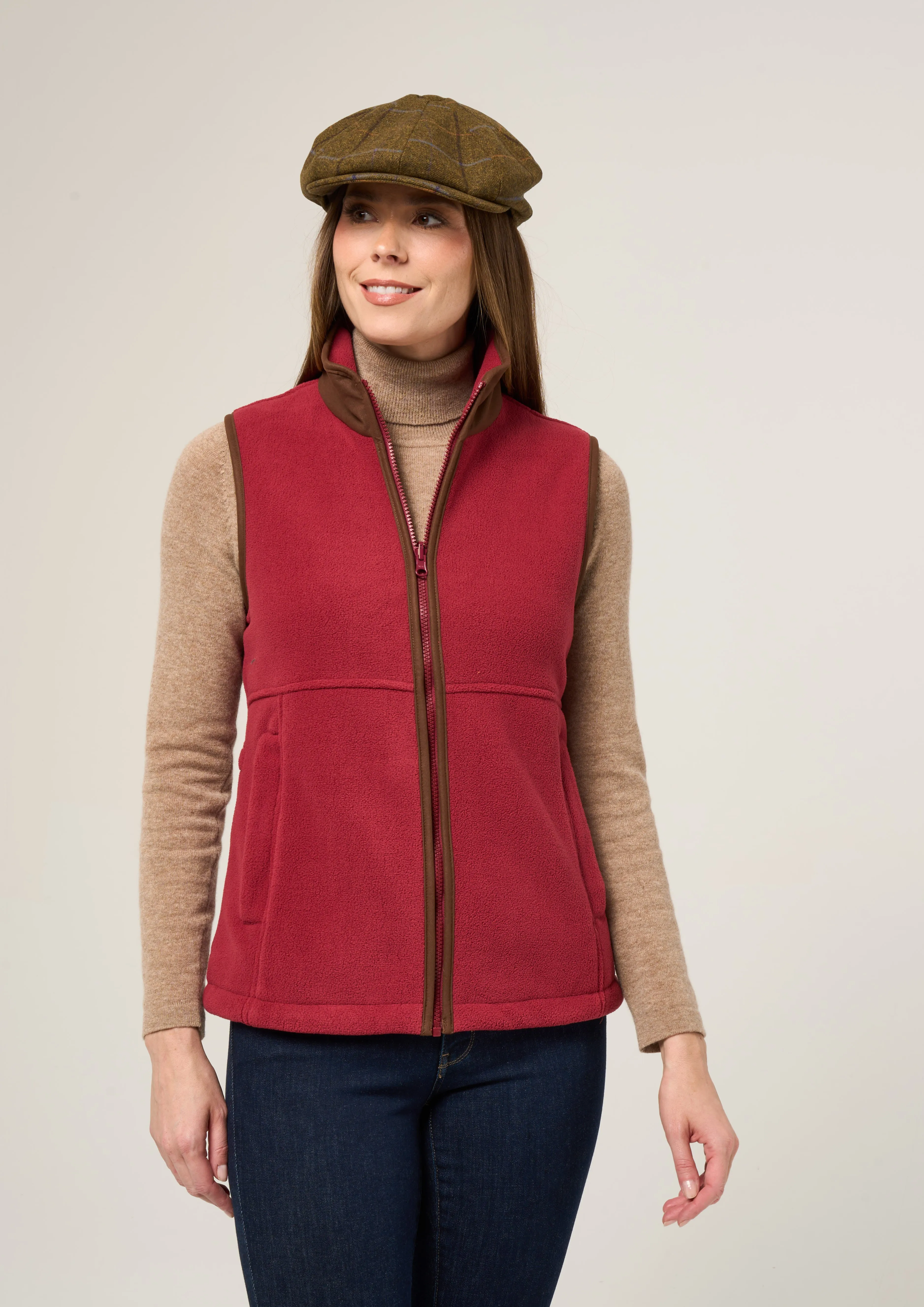 Aylsham Ladies Fleece Gilet In Cranberry - Regular Fit