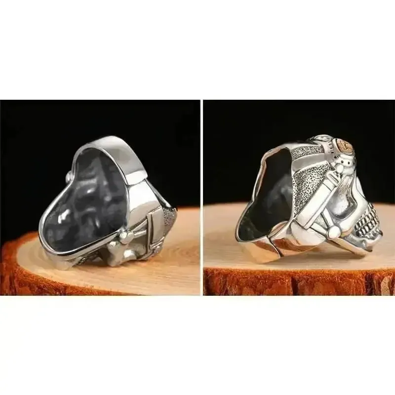 Bague motard - Tête de mort (Argent)