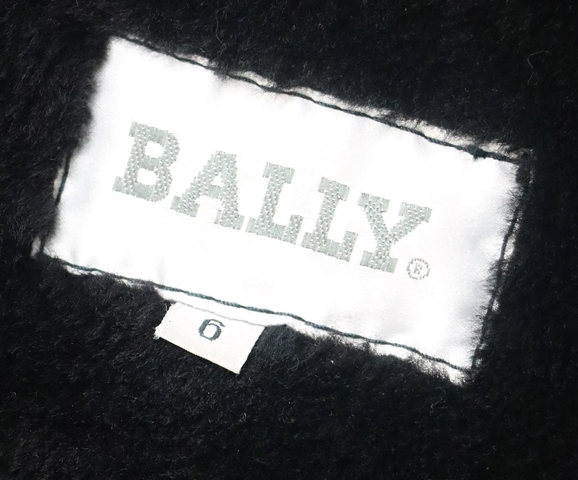 Bally Black Shearling Fur Trim Coat sz 6