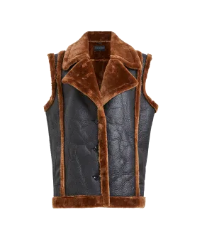 Belen Faux Fur Gilet - Blackout/Tobacco Brn