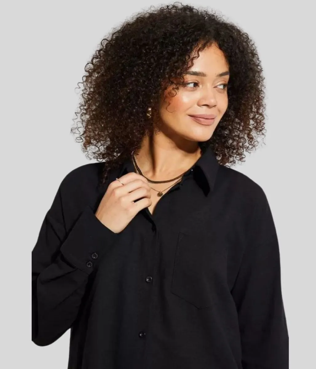 Black Linen Look Shirt