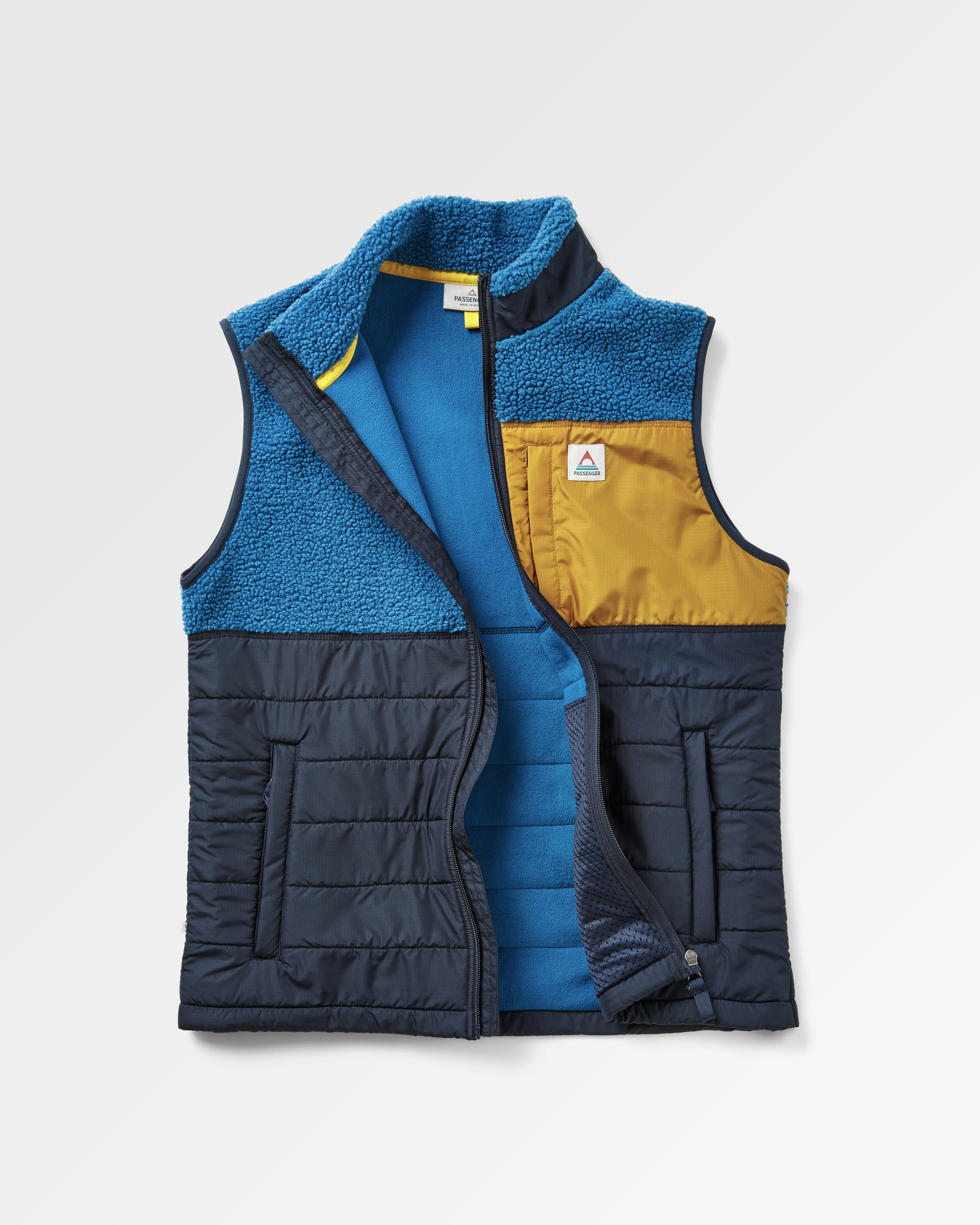 Born Explorer Recycled Polar-Lined Sherpa Vest - Blue Steel