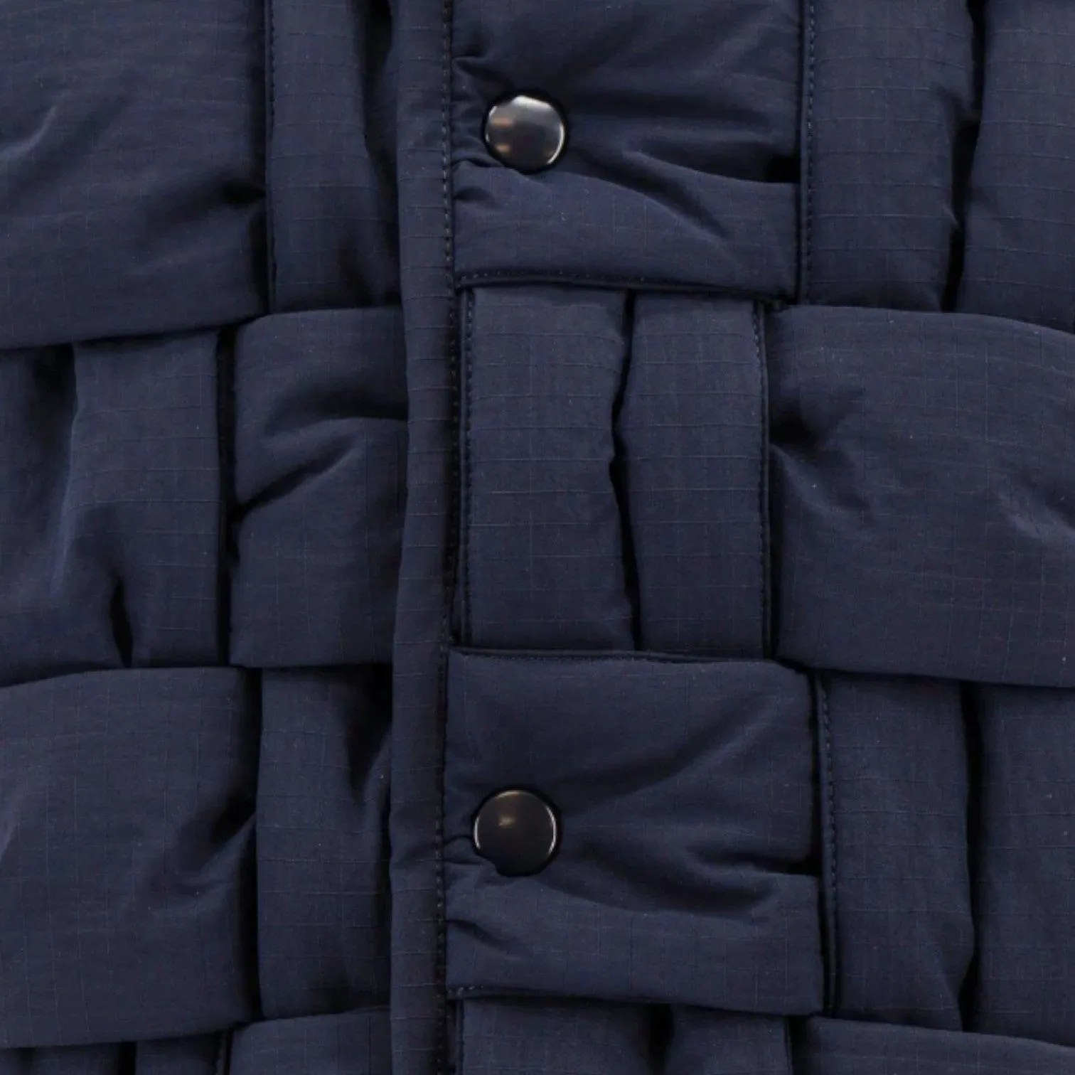 Bottega Veneta Tech Nylon Intrecciato Quilted Down Vest Navy Blue