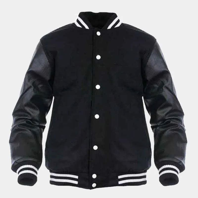 Buy Best Black Wool Body Leather Varsity Letterman Jacket