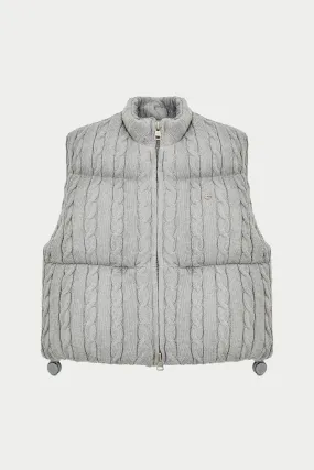 CABLE KNITTED GILET - GREY MARL