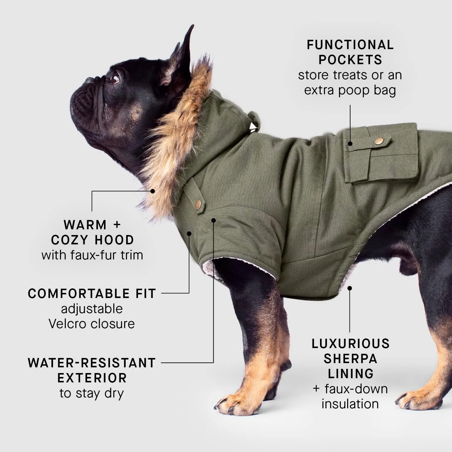 Canada Pooch Alaskan Army Parka Size 14 Army Green Insulated Dog Coat