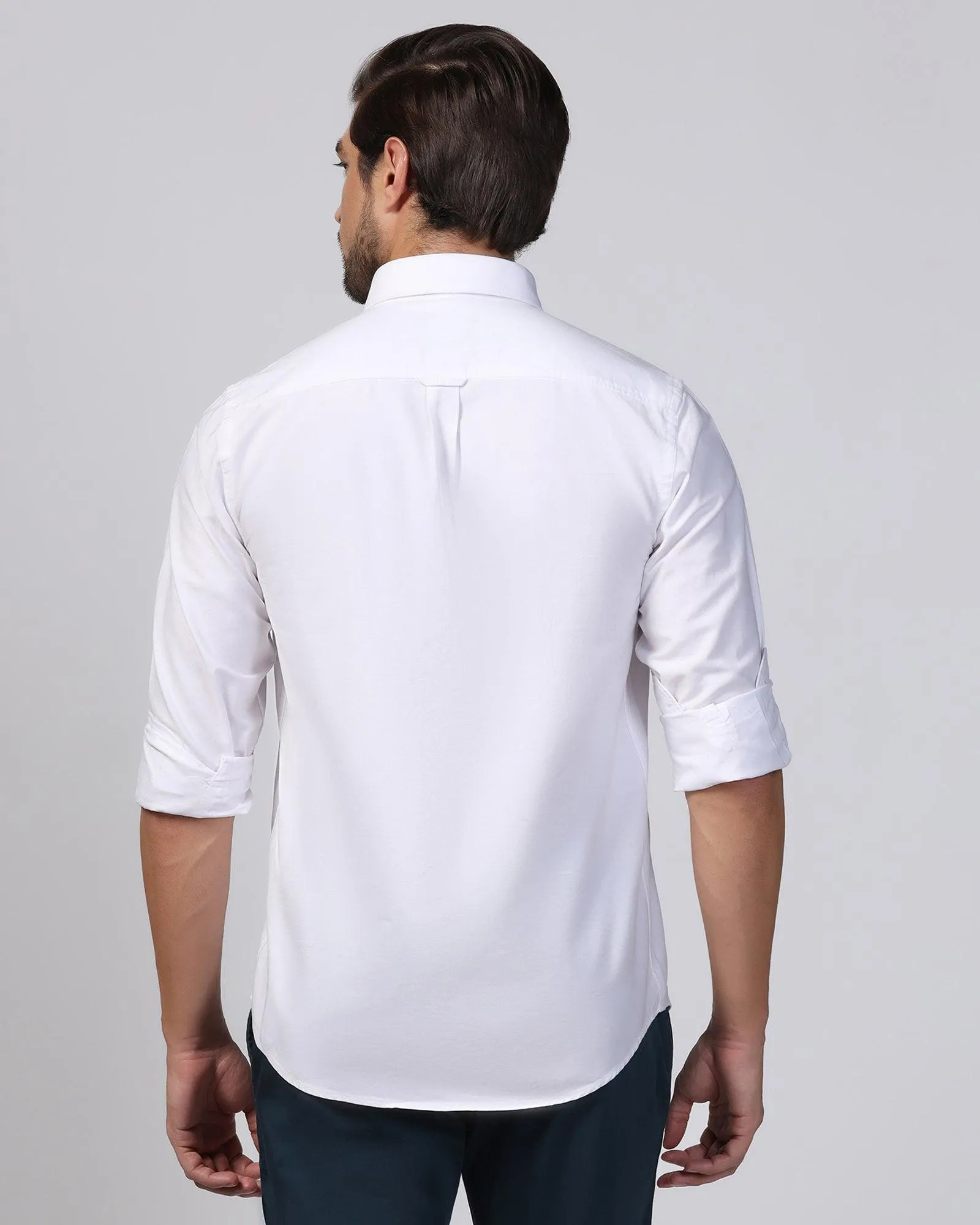 Casual White Solid Shirt - Solly