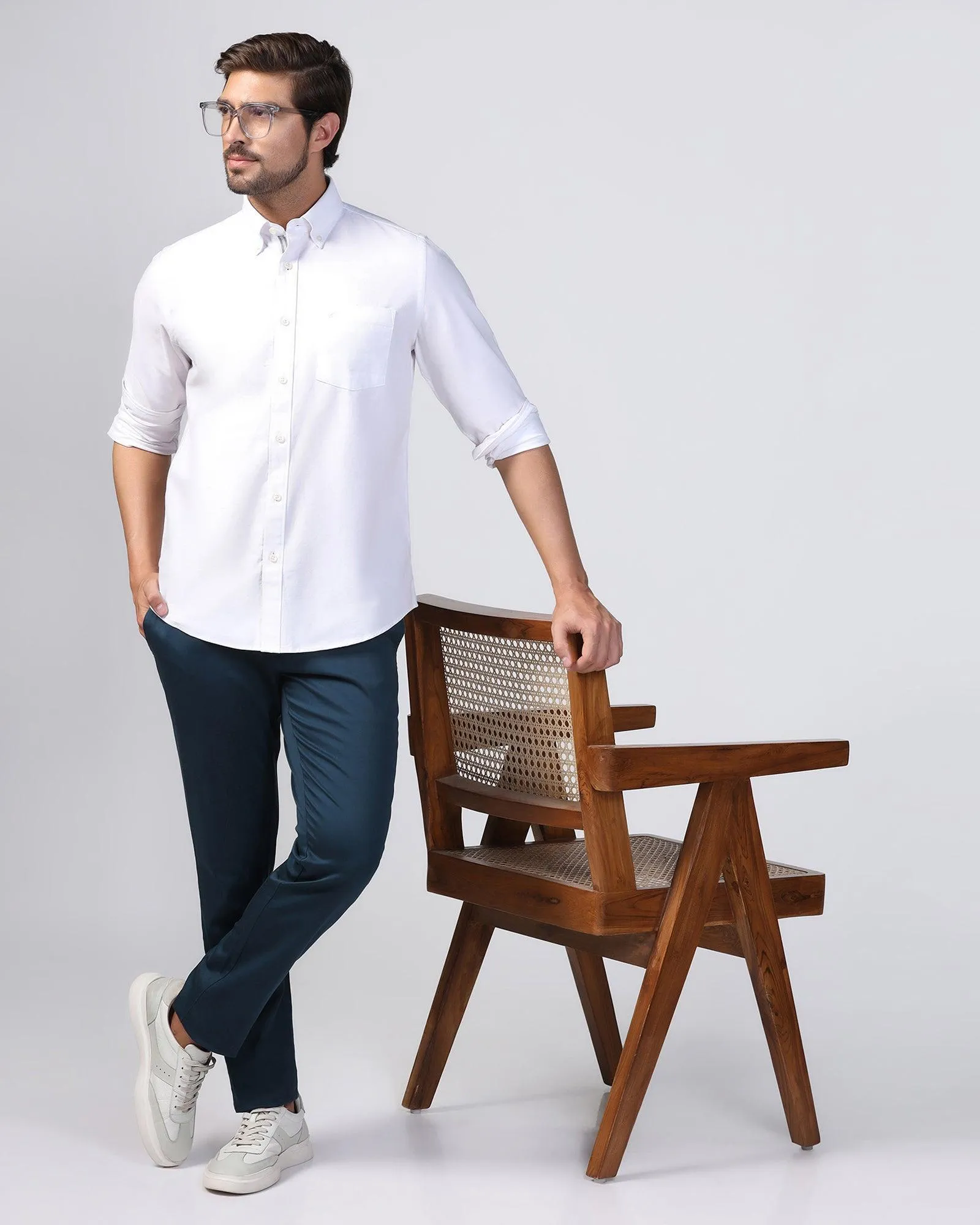 Casual White Solid Shirt - Solly