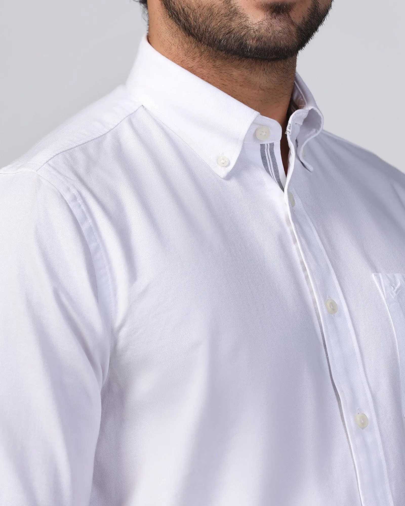 Casual White Solid Shirt - Solly