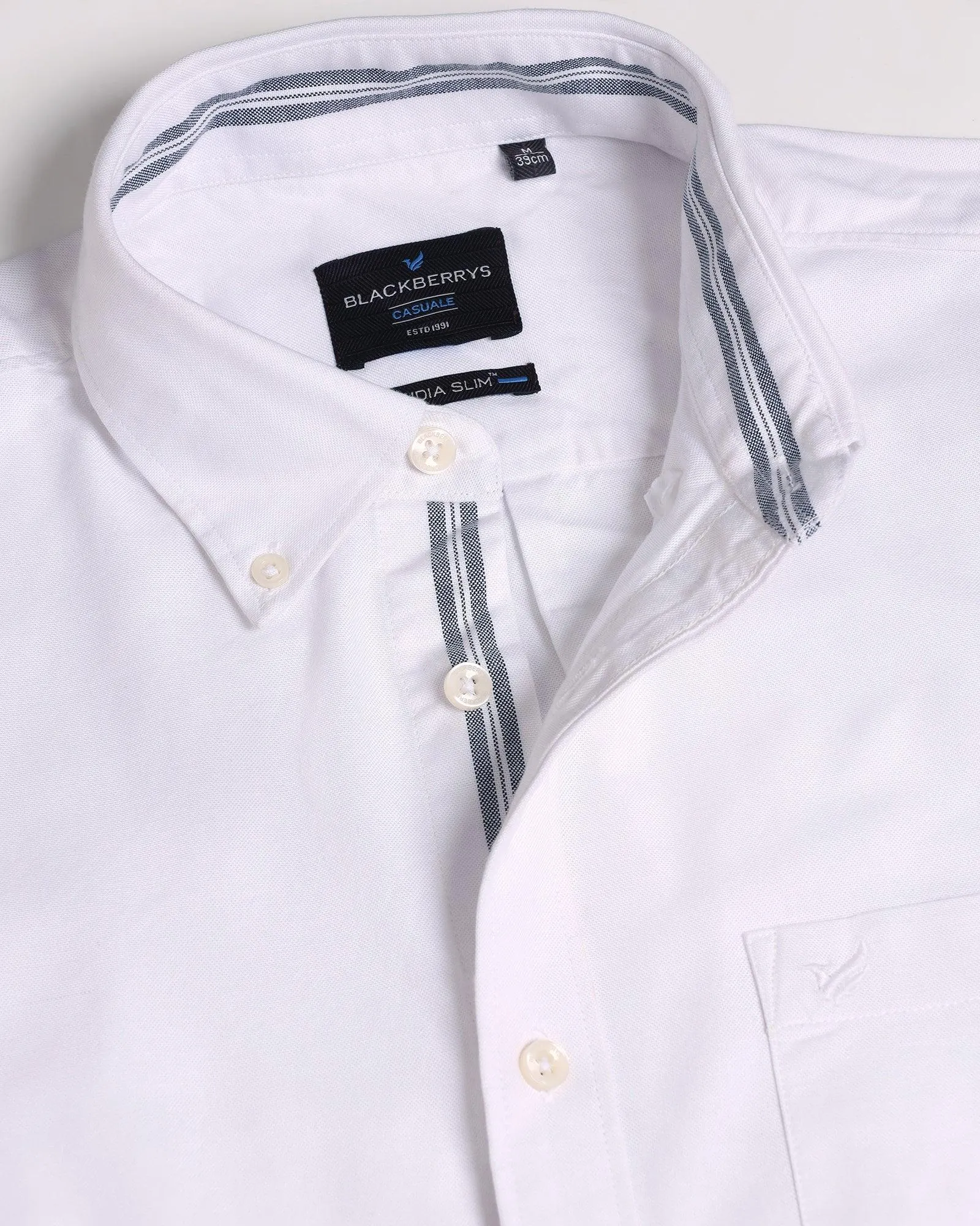 Casual White Solid Shirt - Solly