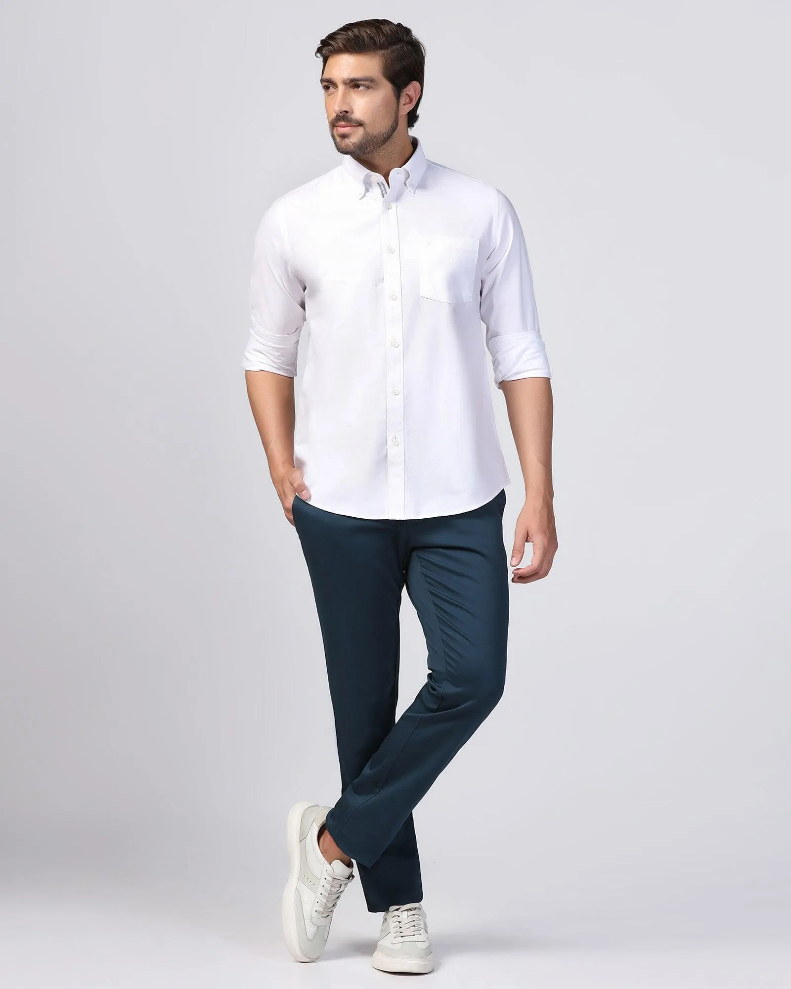 Casual White Solid Shirt - Solly