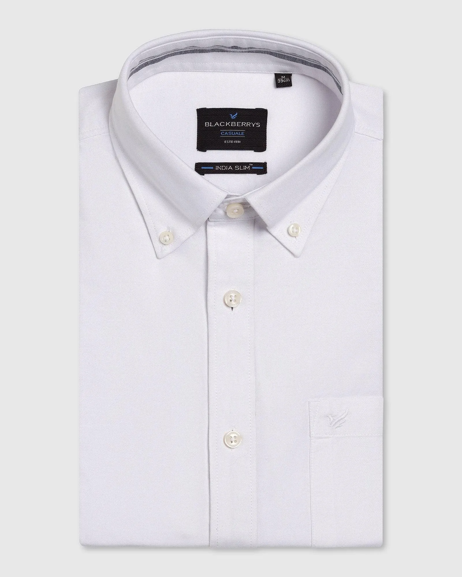 Casual White Solid Shirt - Solly