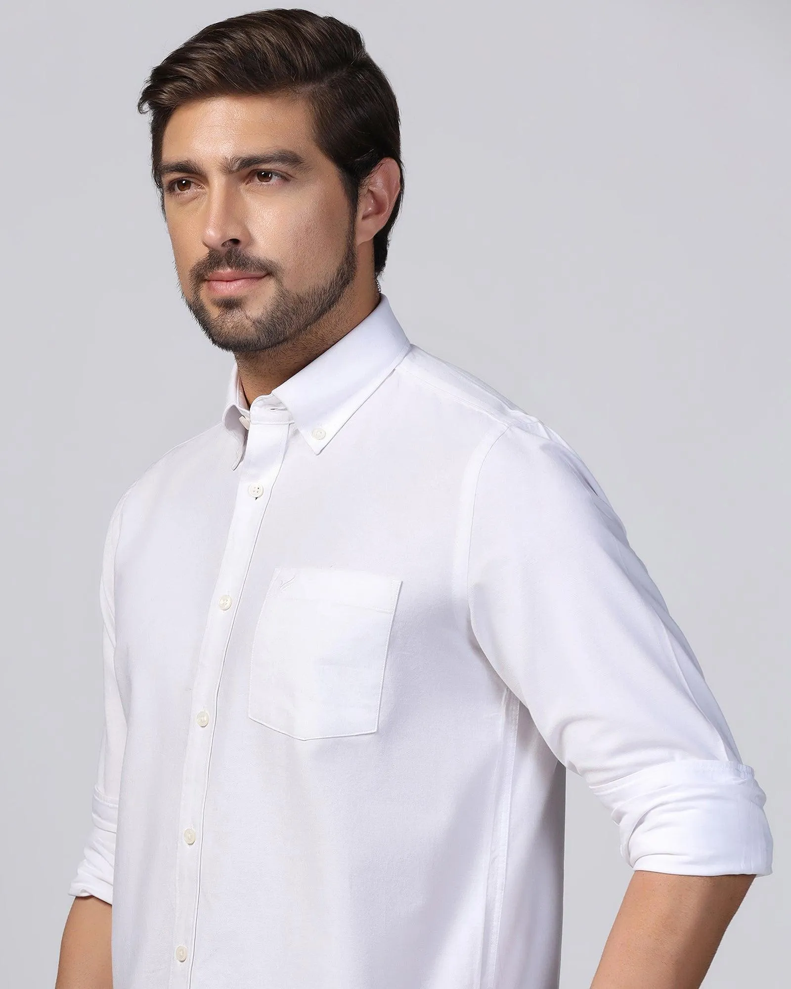 Casual White Solid Shirt - Solly