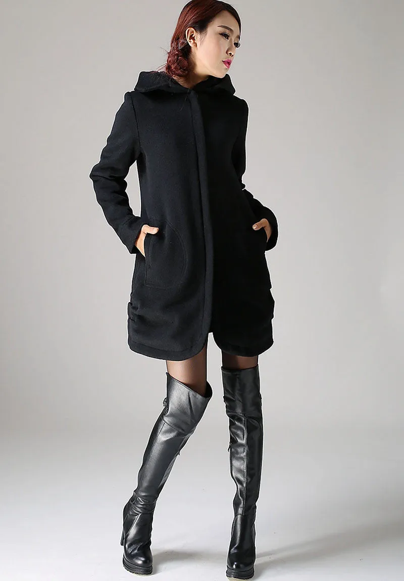 Casual Winter Coat black Wool Jacket(1076)