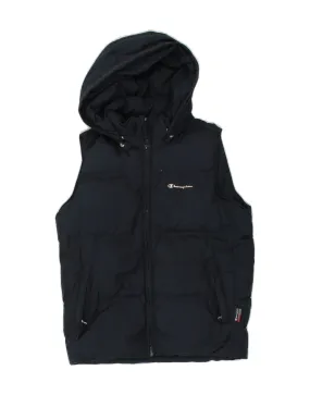 CHAMPION Boys Hooded Padded Gilet 9-10 Years Medium  Navy Blue Polyester