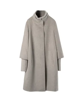 CINZIA ROCCA | 95CM KNITTED TRIM BIELLA-WOOL COAT