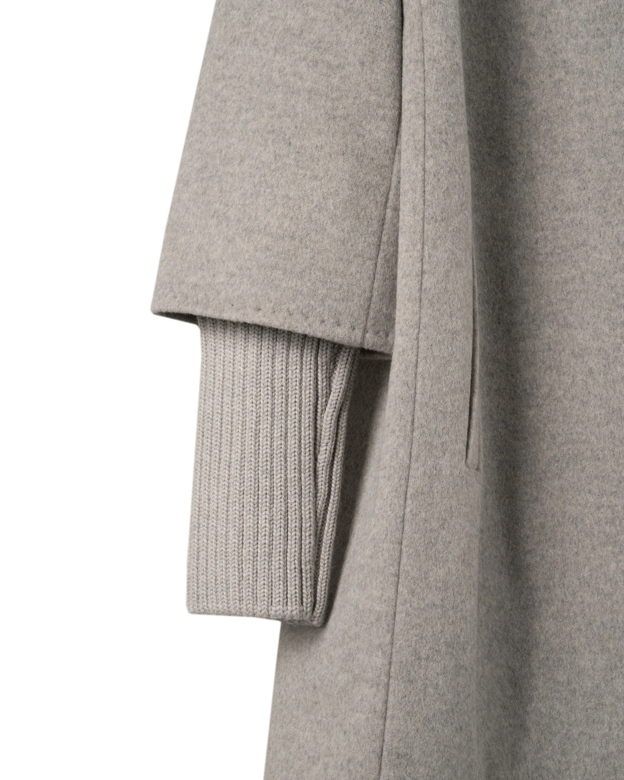 CINZIA ROCCA | 95CM KNITTED TRIM BIELLA-WOOL COAT