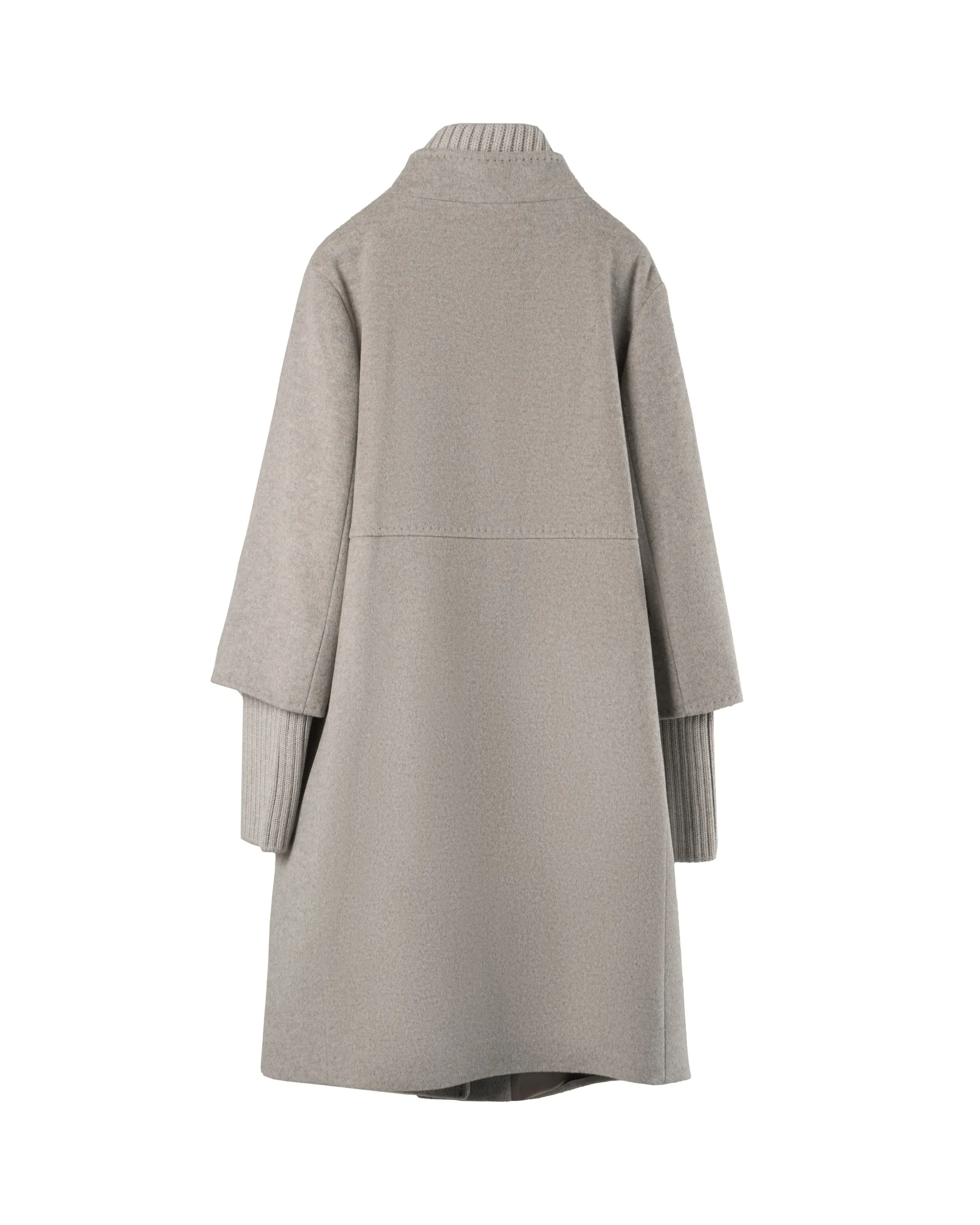 CINZIA ROCCA | 95CM KNITTED TRIM BIELLA-WOOL COAT