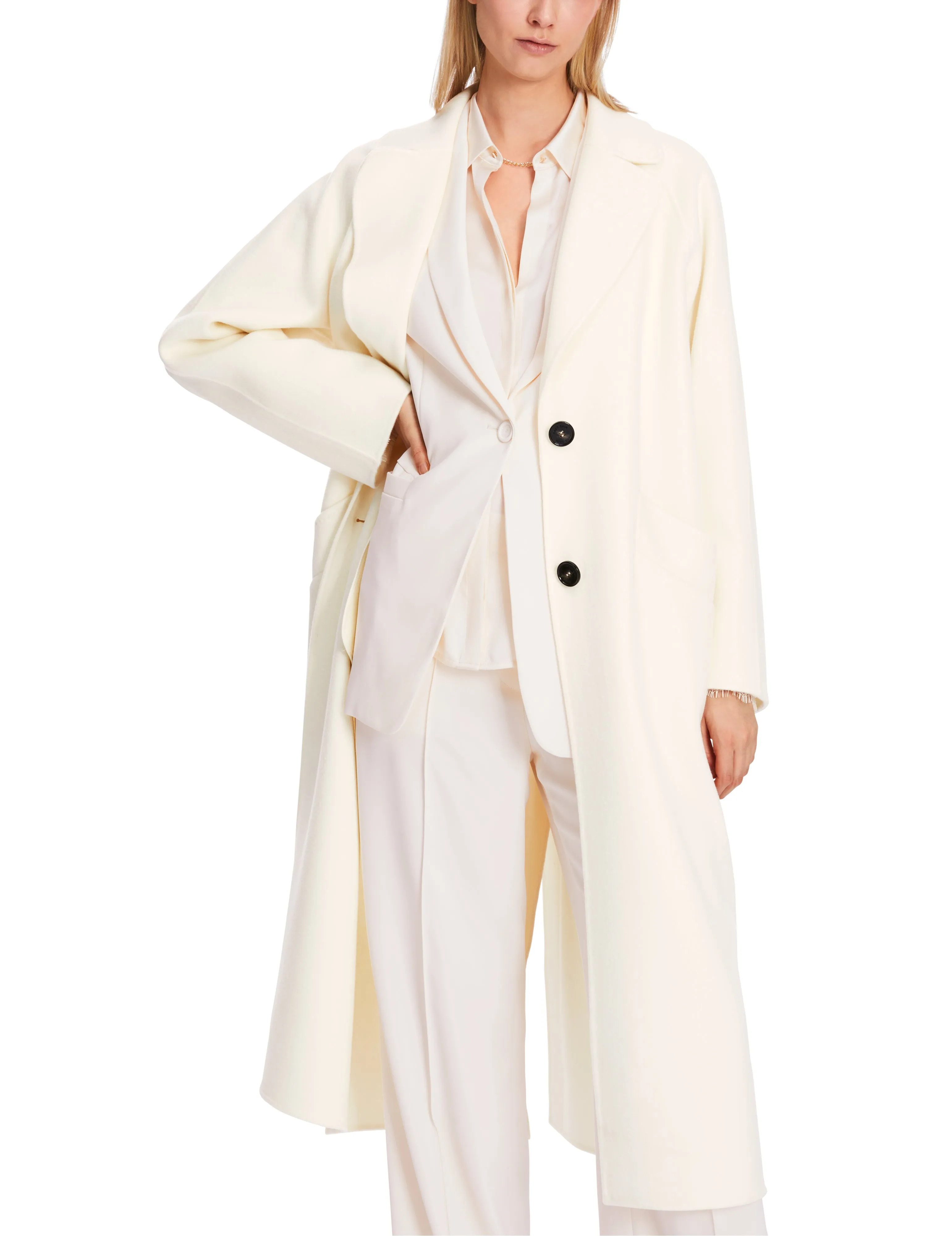 CREAM BOILED WOOL COAT