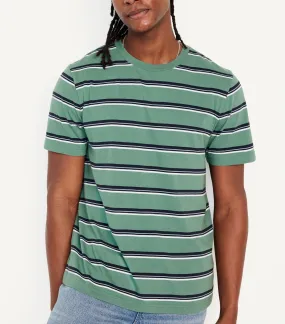 Crew-Neck Striped T-Shirt For Men Silver Fern