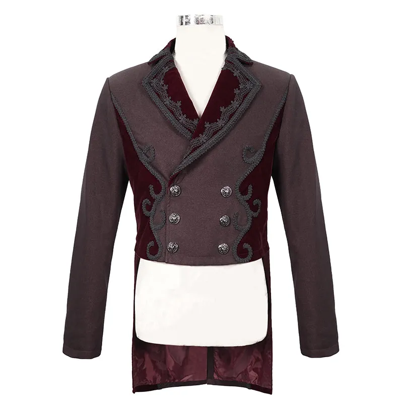 CT17402 wine Gothic men dress coat