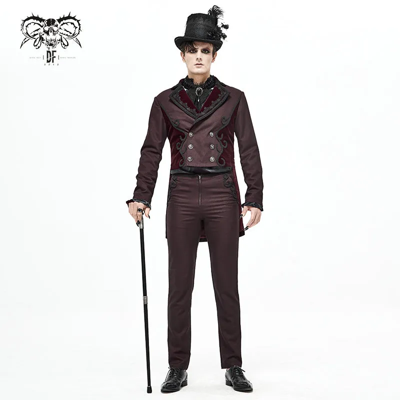 CT17402 wine Gothic men dress coat