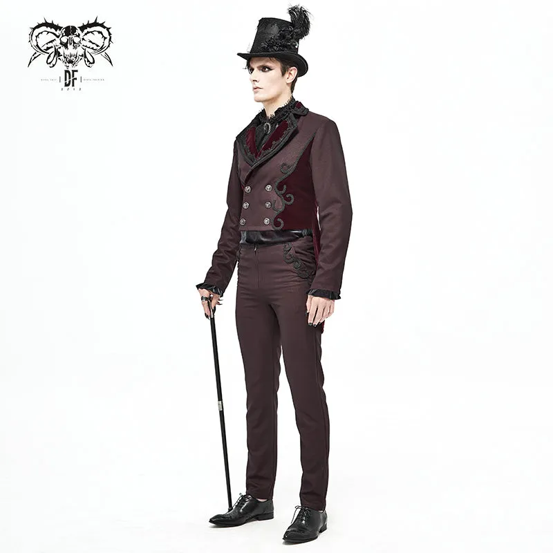 CT17402 wine Gothic men dress coat