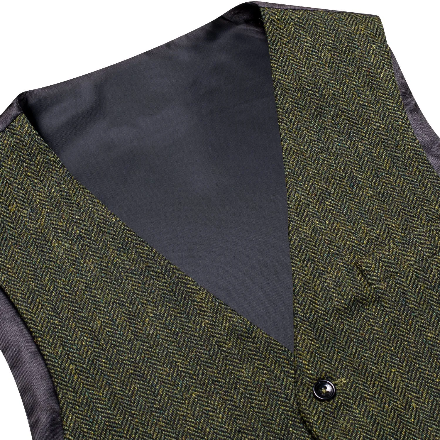 Dark Green Solid Wool Splicing Jacquard Men's Vest