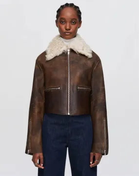 Distressed Aviator Shearling - Brown