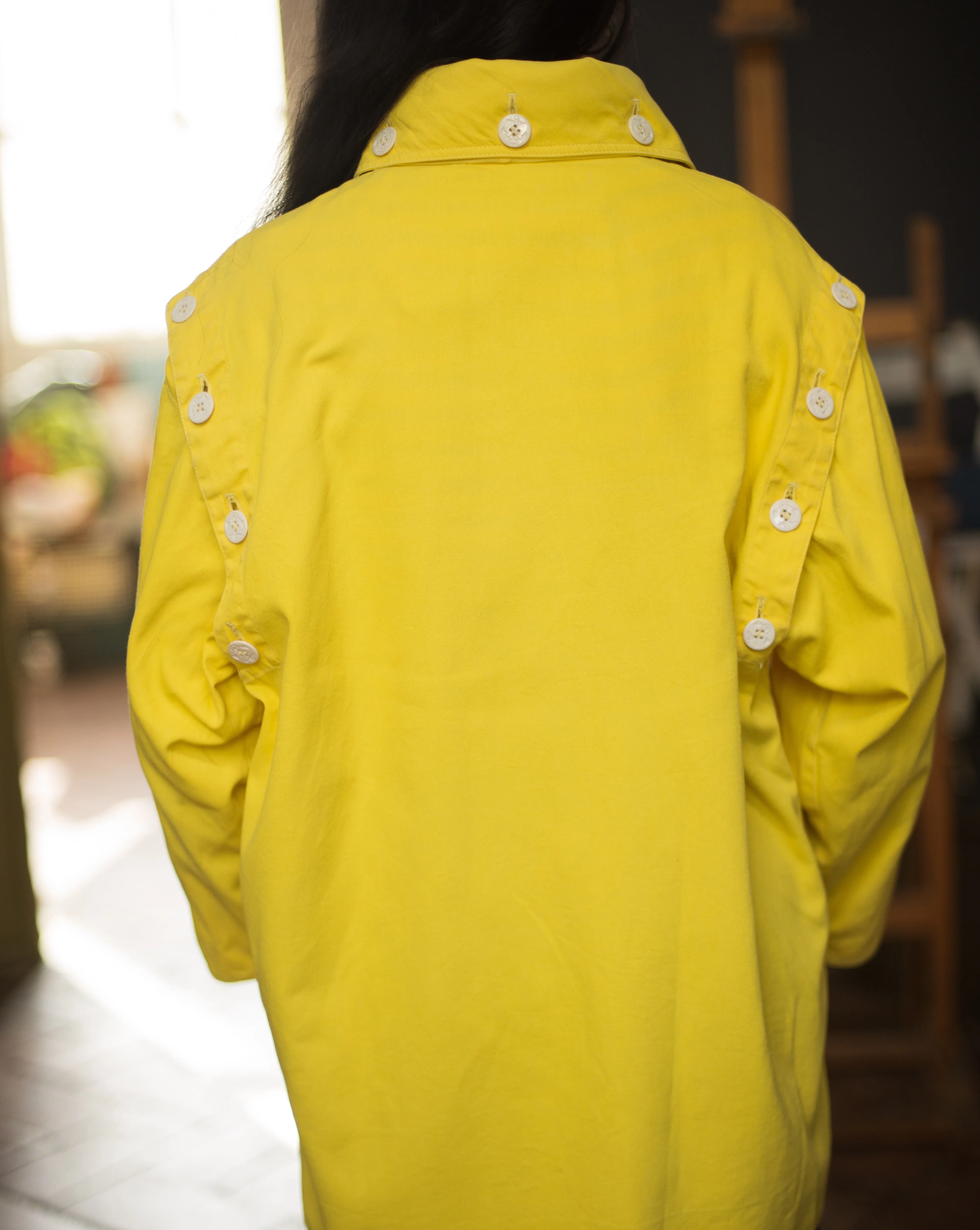 Early 80s cotton rain jacket with detachable sleeve and hidden hood, fits up to xl