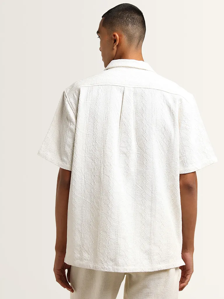 ETA Off-White Textured Relaxed Fit Shirt