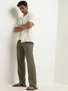 ETA Olive Relaxed-Fit Mid-Rise Cotton Blend Chinos