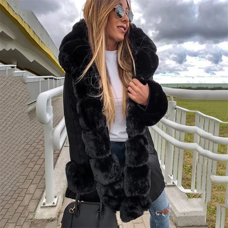 Faux Fur Lining And Hood Winter Jacket