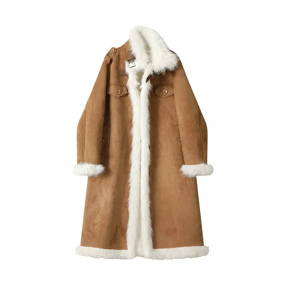 Faux Fur Trim Wool Coat