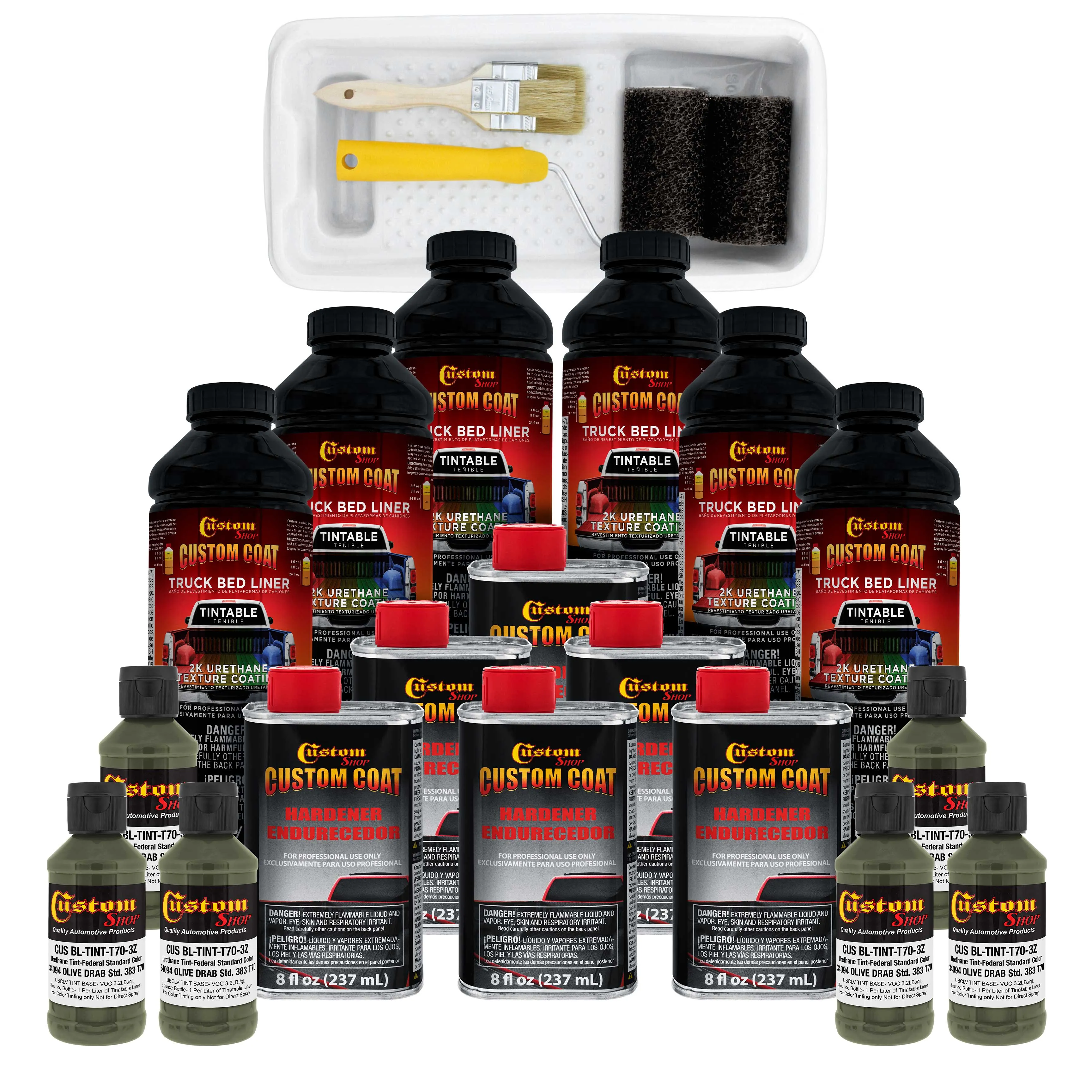 Federal Standard Color #34094 Olive Drab T70 Urethane Roll-On, Brush-On or Spray-On Truck Bed Liner, 1.5 Gallon Kit with Roller Applicator Kit