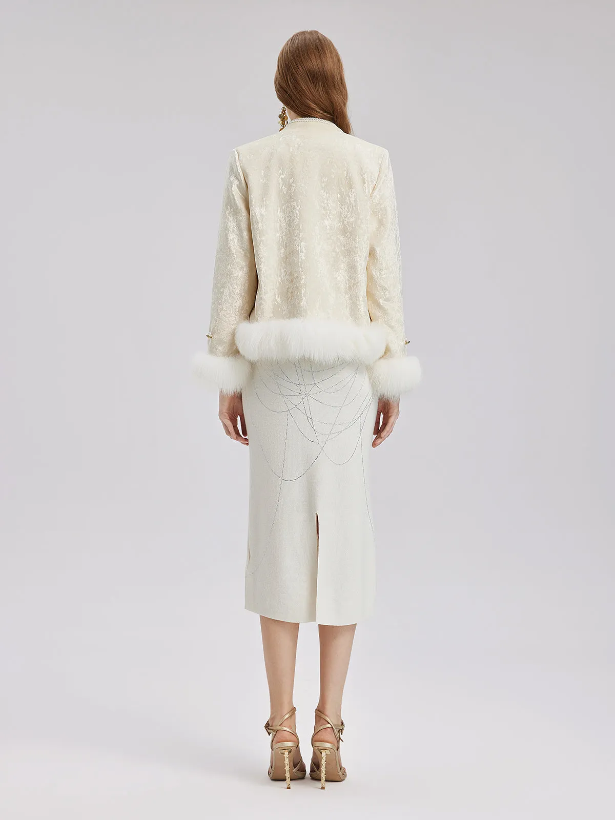 Fox Fur Trimmed Luxury Velvet Jacket