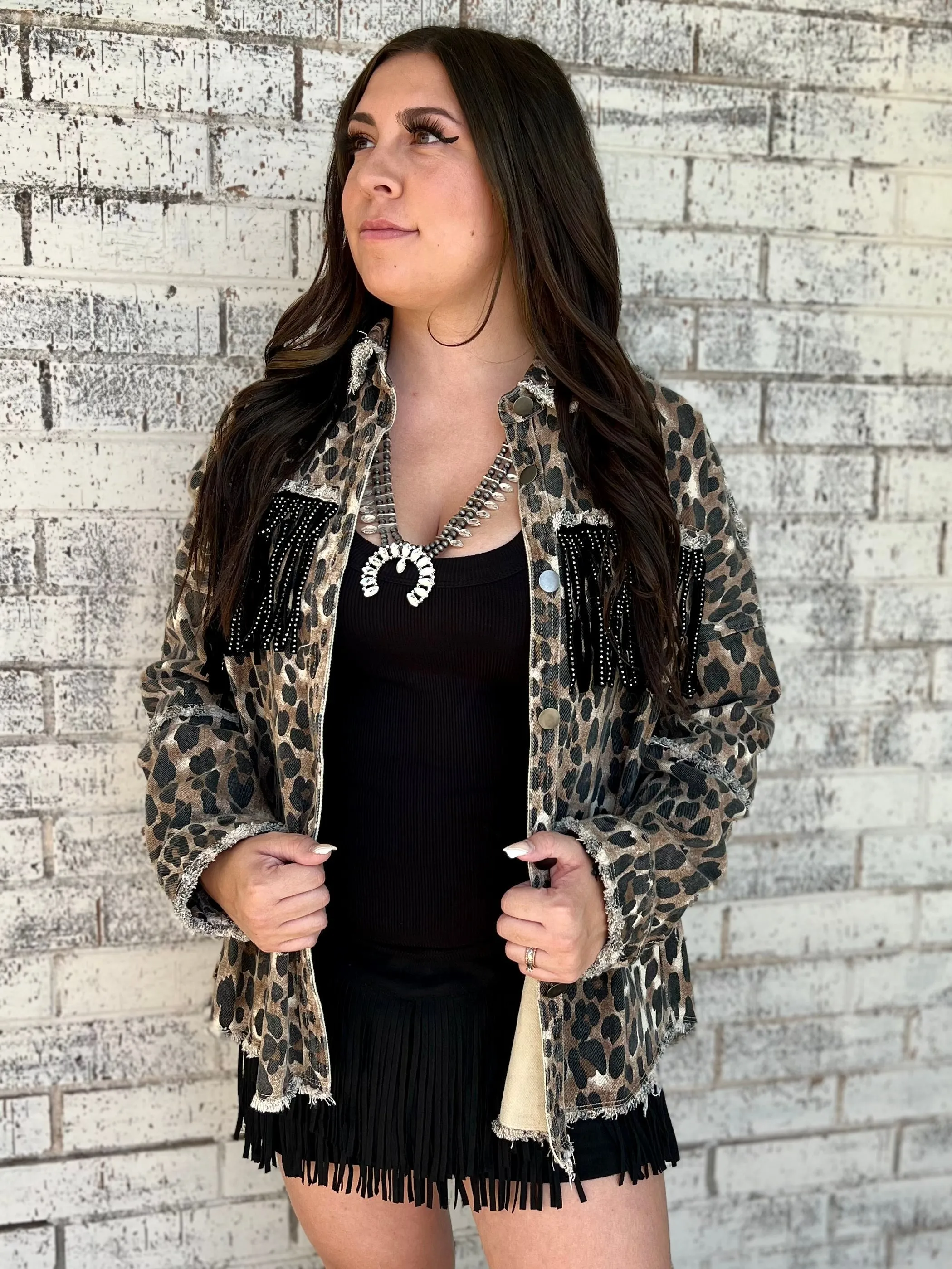 Fringed Leopard Shacket*