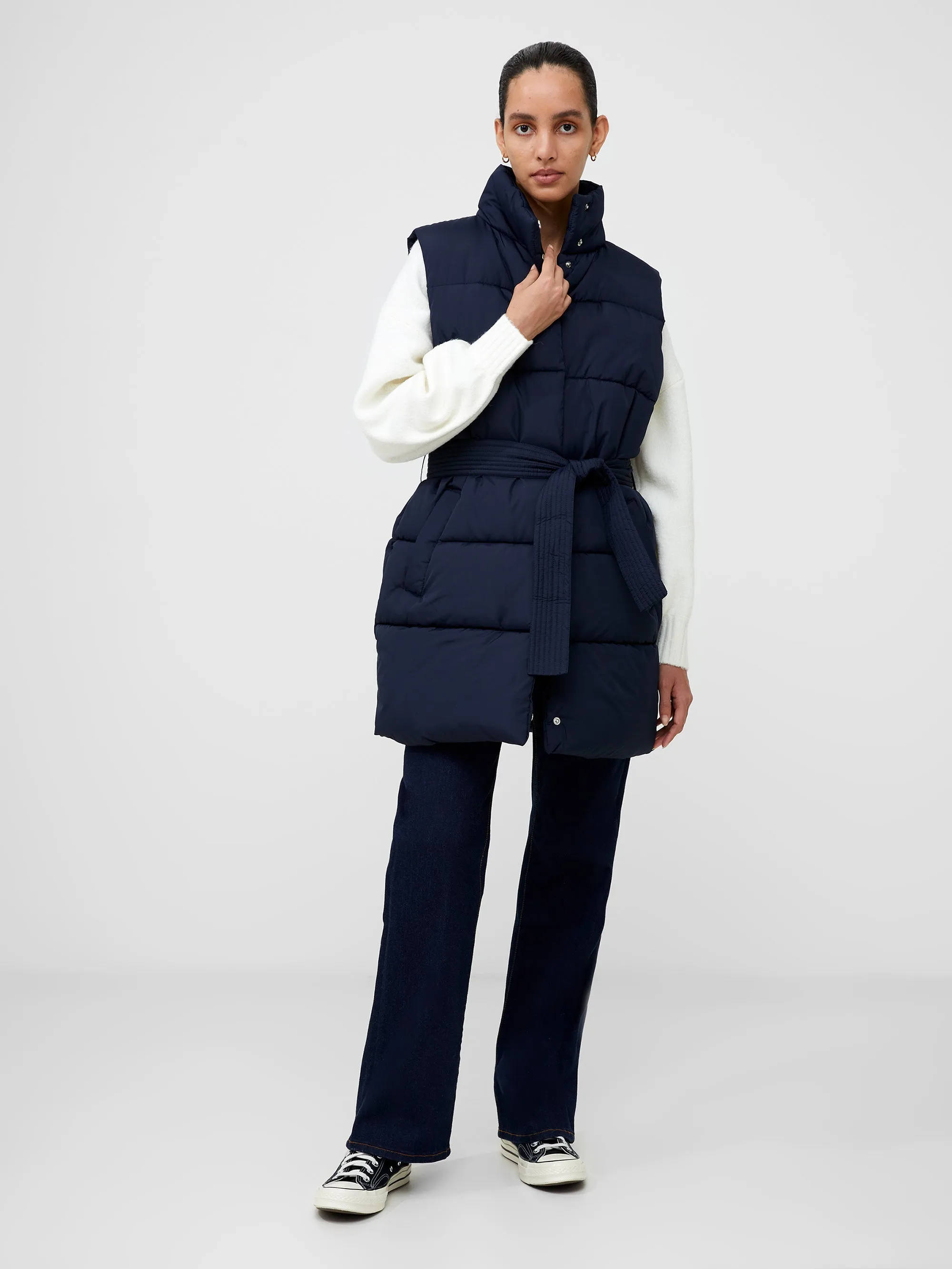 Funnel Neck Belted Gilet