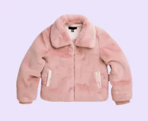 Girls Gary Faux Fur Coat - POWDER PINK