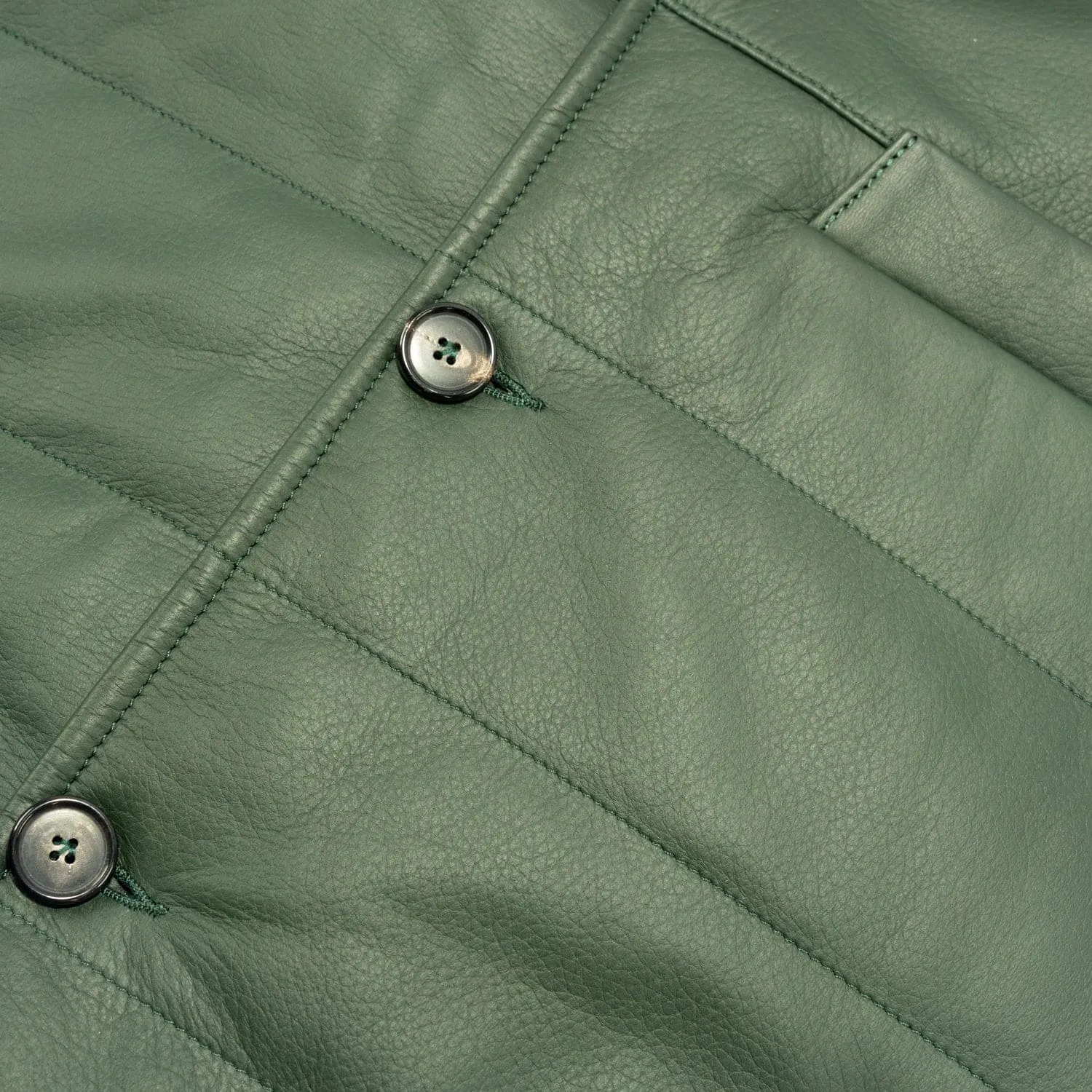 Green Leather Button-Up Gilet