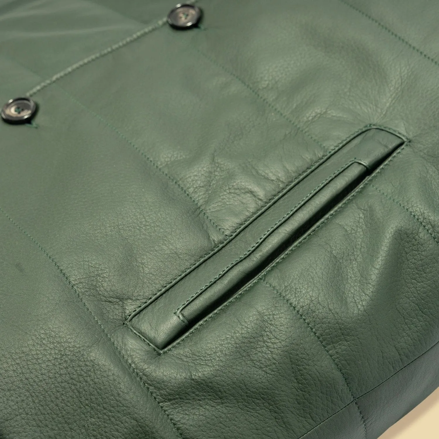 Green Leather Button-Up Gilet