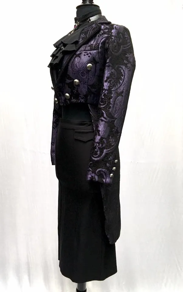 HARLEQUIN TAILCOAT - PURPLE/BLACK TAPESTRY