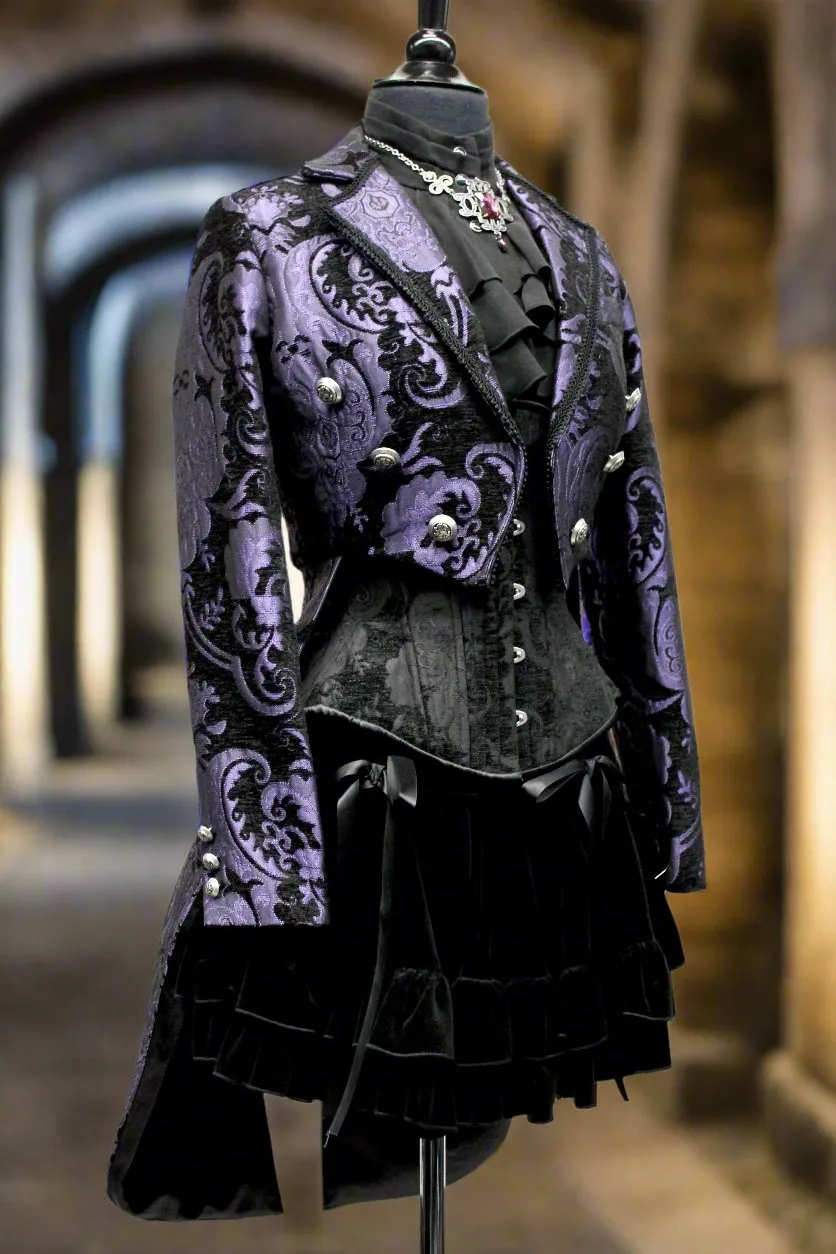 HARLEQUIN TAILCOAT - PURPLE/BLACK TAPESTRY