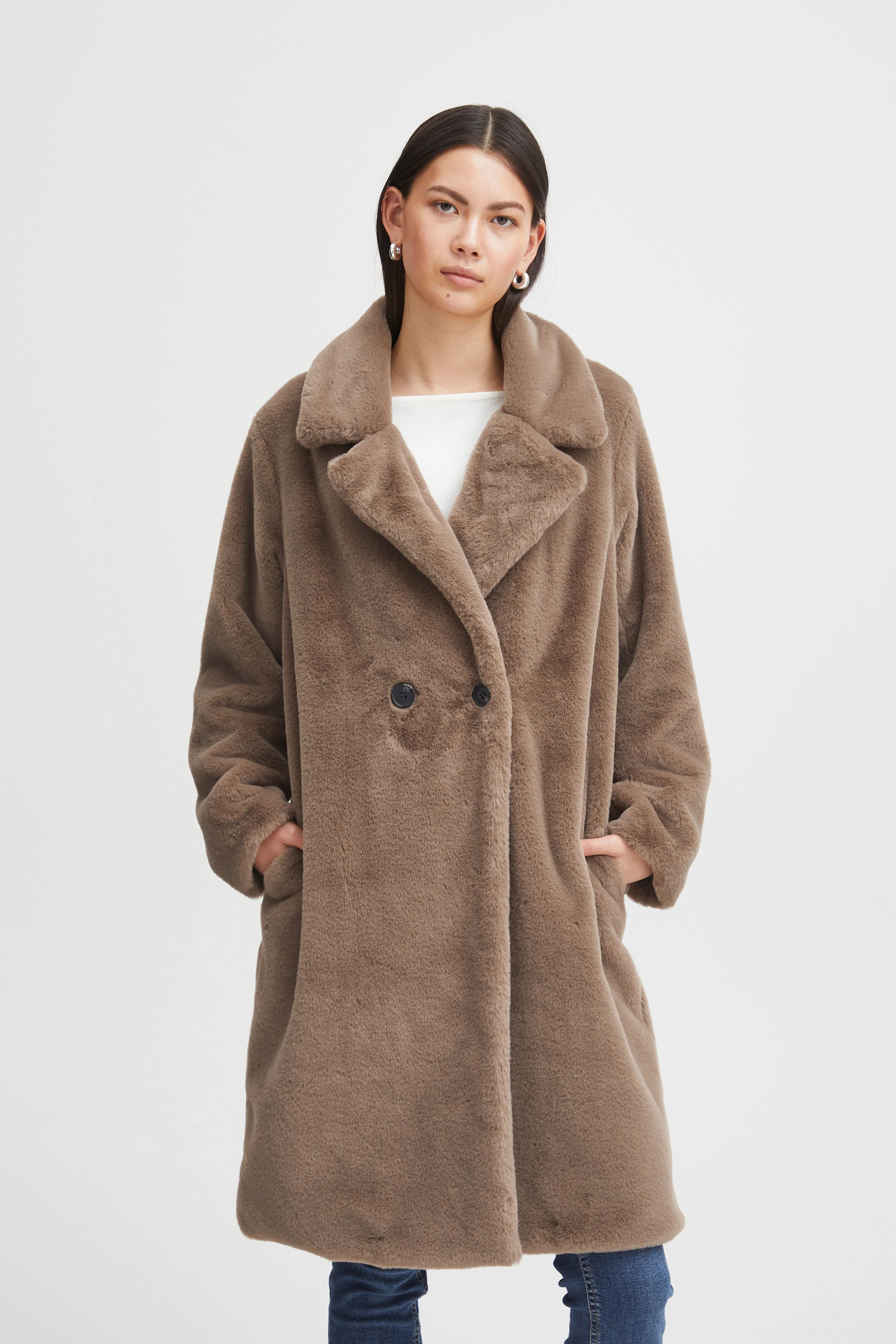 HAYA FAUX FUR COAT (SHITAKE)